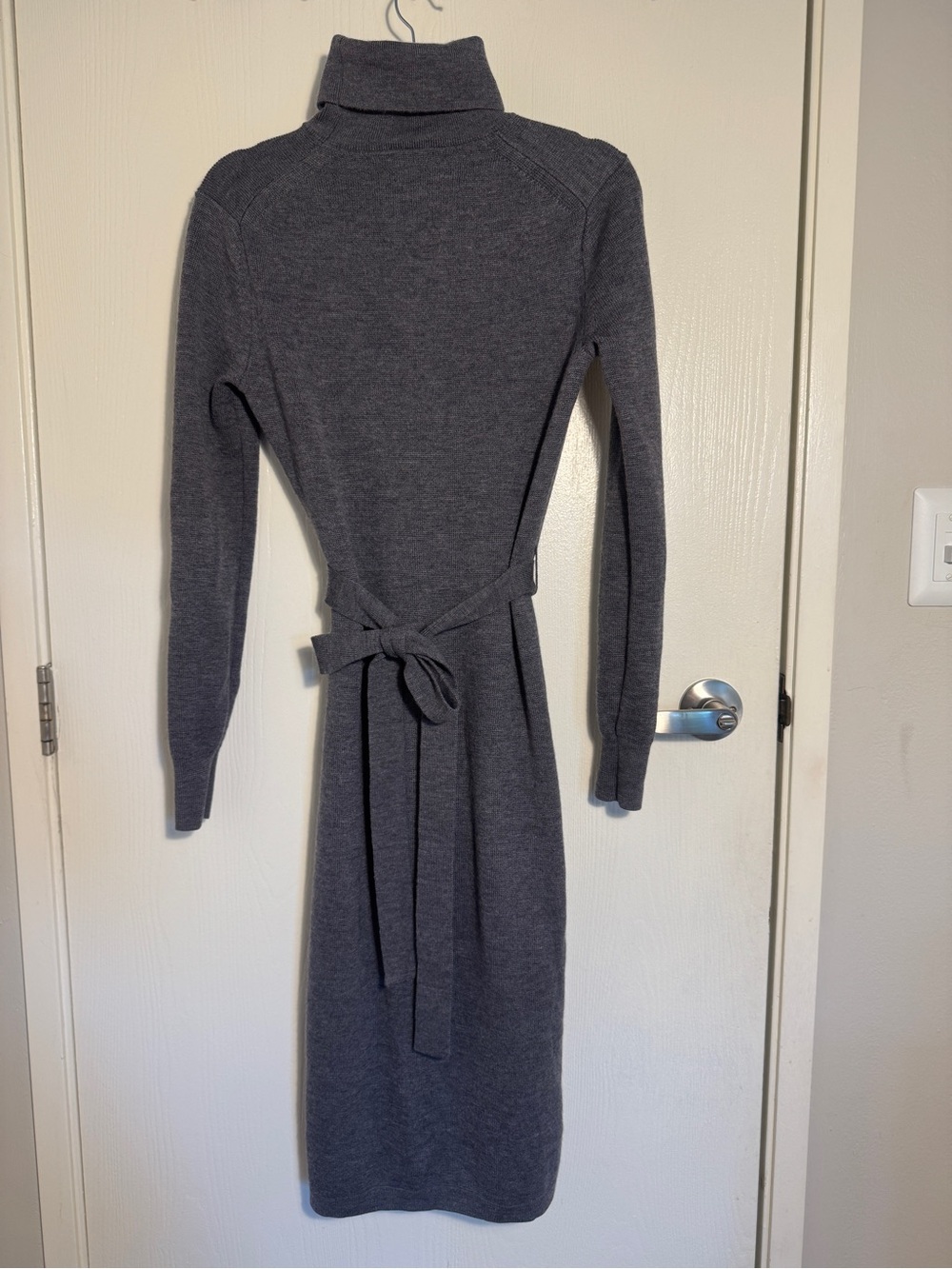 Brooks Brothers 100% Merino Wool Gray Turtleneck Sweater Midi Dres